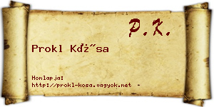 Prokl Kósa névjegykártya
